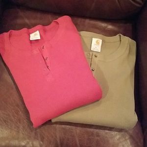 Two XL Carhartt long sleeve henley's